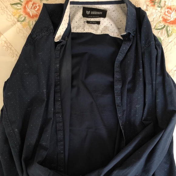 Navy blue patterned dress shirt by Minimum - Picture 1 of 3